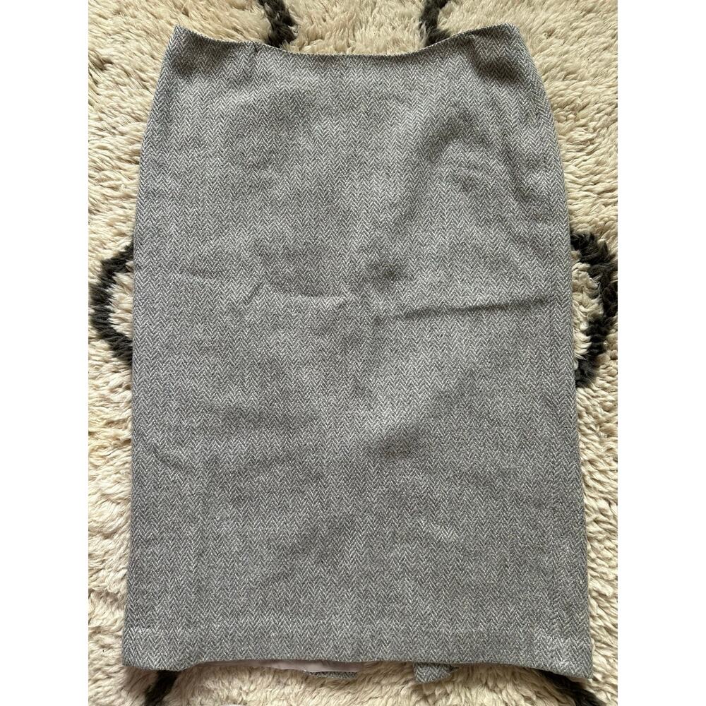 LAUREN RALPH LAUREN Pencil Skirt wool S12 Classic Herringbone Lined Career gray